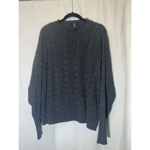 Hunt‎ Club Cable Knit Sweater Men's XL Long Sleeve Dark GrayCrew Neck Cotton G19